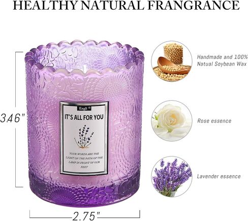 شمعة معطرة برائحة اللافندر الوردي للمنزل، شموع شمع الصويا المعطرة، وقت حرق 45 ساعة للأم والنساء، شمعة العلاج العطري المريحة in Saudi Arabia