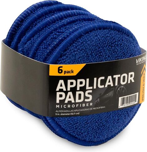 Viking Car Care 986017 Cotton Terry Wax Applicator Pads - 5 Inch Diameter, White, 6 Pack in Kuwait