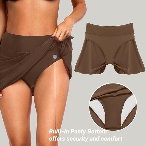 Women's High Waisted Swim Skirt Bottoms with Tummy Control, Built-in Panty, Side Adjustable Knot Bathing Suit Skort Swimwear in Saudi Arabia
