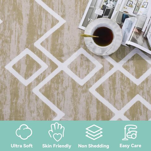 MABOZOO Modern Area Rug, 10' x 14' Stain Resistant Bohemian Living Room Rug, Soft Faux Wool Geometric Area Rug Boho Carpet for Bedroom, Living Room, Kitchen, Dining Room(Camel) in Saudi Arabia