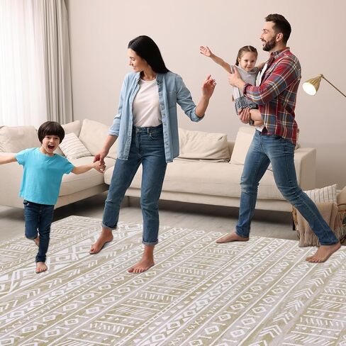 MABOZOO Modern Area Rug, 10' x 14' Stain Resistant Bohemian Living Room Rug, Soft Faux Wool Geometric Area Rug Boho Carpet for Bedroom, Living Room, Kitchen, Dining Room(Camel) in Saudi Arabia