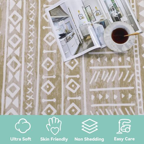 MABOZOO Modern Area Rug, 10' x 14' Stain Resistant Bohemian Living Room Rug, Soft Faux Wool Geometric Area Rug Boho Carpet for Bedroom, Living Room, Kitchen, Dining Room(Camel) in Saudi Arabia