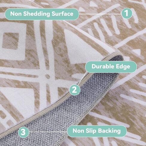 MABOZOO Modern Area Rug, 10' x 14' Stain Resistant Bohemian Living Room Rug, Soft Faux Wool Geometric Area Rug Boho Carpet for Bedroom, Living Room, Kitchen, Dining Room(Camel) in Saudi Arabia