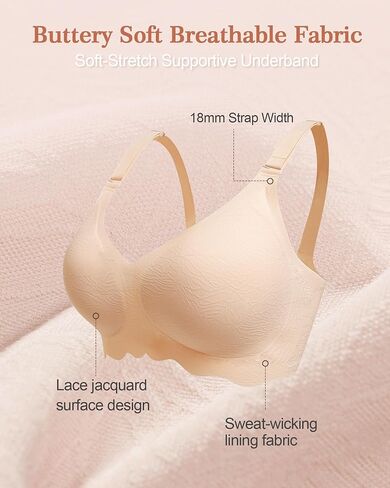 Seamless Lace Jacquard Bra Wireless Soft Full Coverage Comfortable Bras for Women in Saudi Arabia