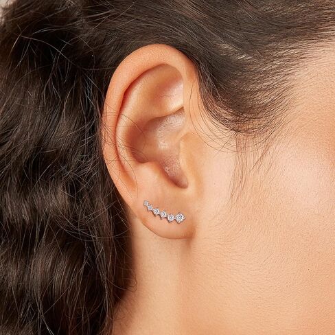 14K Gold or Platinum Plated Ear Crawler Earrings for Women with Cubic Zirconia in Saudi Arabia