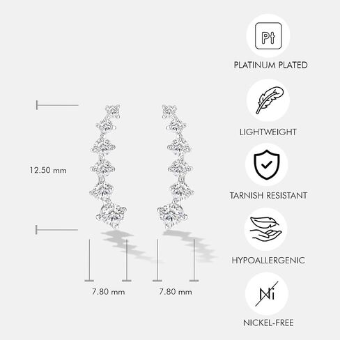 14K Gold or Platinum Plated Ear Crawler Earrings for Women with Cubic Zirconia in Saudi Arabia