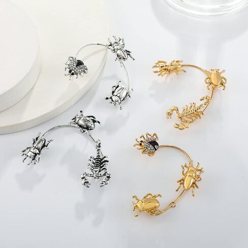 Cool Scorpion Climber Crawler Ear Cuffs Earrings Honeybee Beetles Cartilage Non Piercing Wrap Clip On Earrings Punk Statement Ear Jewelry Gifts for Women Girls Hypoallergenic in Saudi Arabia