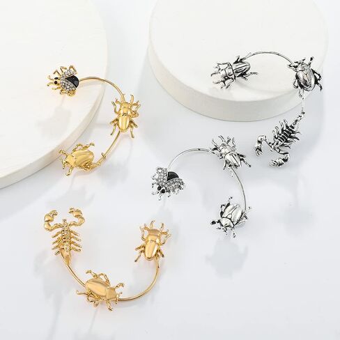 Cool Scorpion Climber Crawler Ear Cuffs Earrings Honeybee Beetles Cartilage Non Piercing Wrap Clip On Earrings Punk Statement Ear Jewelry Gifts for Women Girls Hypoallergenic in Saudi Arabia