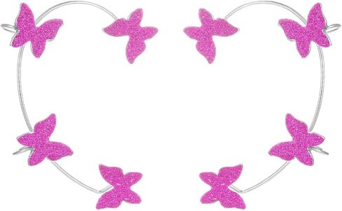 1 Pair Glitter Butterfly Cuff Earrings Zirconia Crystal No Piercing Fake Adjustable Ear Cuff Clip Wrap Around for Women Wrap Crawler Jewelry in Saudi Arabia