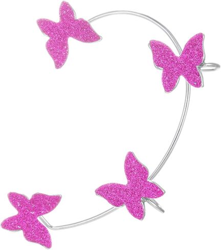 1 Pair Glitter Butterfly Cuff Earrings Zirconia Crystal No Piercing Fake Adjustable Ear Cuff Clip Wrap Around for Women Wrap Crawler Jewelry in Saudi Arabia