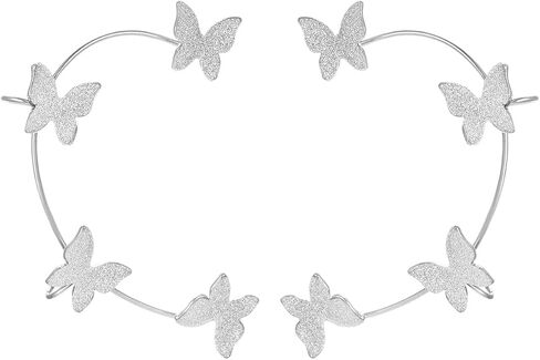 1 Pair Glitter Butterfly Cuff Earrings Zirconia Crystal No Piercing Fake Adjustable Ear Cuff Clip Wrap Around for Women Wrap Crawler Jewelry in Saudi Arabia