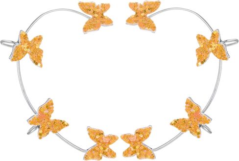 1 Pair Glitter Butterfly Cuff Earrings Zirconia Crystal No Piercing Fake Adjustable Ear Cuff Clip Wrap Around for Women Wrap Crawler Jewelry in Saudi Arabia