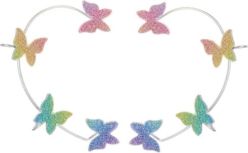 1 Pair Glitter Butterfly Cuff Earrings Zirconia Crystal No Piercing Fake Adjustable Ear Cuff Clip Wrap Around for Women Wrap Crawler Jewelry in Saudi Arabia