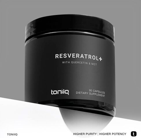Toniiq Ultra High Purity Resveratrol Capsules - 98% Trans-Resveratrol - Highly Purified and Bioavailable - 60 Caps Reservatrol Supplement in Kuwait