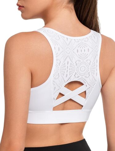 Yvette Lace Front Zip Sports Bras for Women High Impact Running Bras for Large Bust in Saudi Arabia