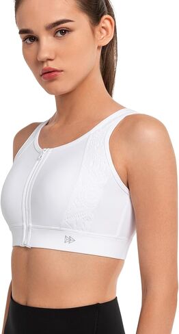 Yvette Lace Front Zip Sports Bras for Women High Impact Running Bras for Large Bust in Saudi Arabia