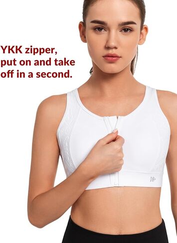 Yvette Lace Front Zip Sports Bras for Women High Impact Running Bras for Large Bust in Saudi Arabia