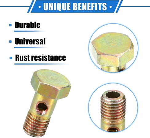 Single Banjo Bolt Kit, M8x1.25 Length 23mm Metric Thread Turbo Brake Line Fitting Adapter Universal for Car Durable Metal Bronze Tone W/Washers in Saudi Arabia