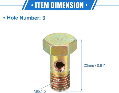 Single Banjo Bolt Kit, M8x1.25 Length 23mm Metric Thread Turbo Brake Line Fitting Adapter Universal for Car Durable Metal Bronze Tone W/Washers in Saudi Arabia