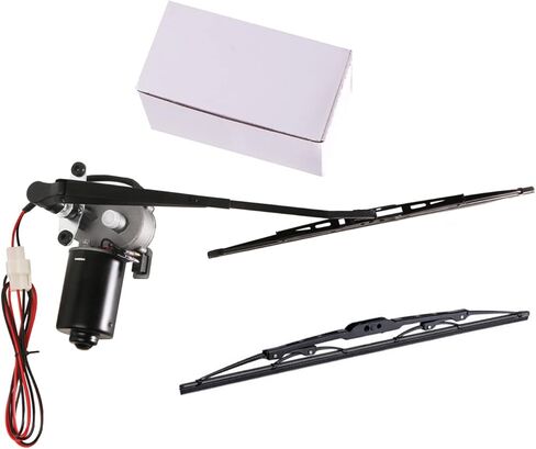 محرك ممسحة كهربائي عالمي 12 فولت، مجموعة مساحات الزجاج الأمامي للدراجة ثلاثية العجلات ATV UTV متوافقة مع مجموعة ممسحة الزجاج الأمامي لعربة الجولف بولاريس رينجر، محرك 90 درجة، ذراع/شفرة 13.7/15.7 بوصة in Kuwait