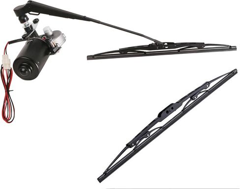 محرك ممسحة كهربائي عالمي 12 فولت، مجموعة مساحات الزجاج الأمامي للدراجة ثلاثية العجلات ATV UTV متوافقة مع مجموعة ممسحة الزجاج الأمامي لعربة الجولف بولاريس رينجر، محرك 90 درجة، ذراع/شفرة 13.7/15.7 بوصة in Kuwait