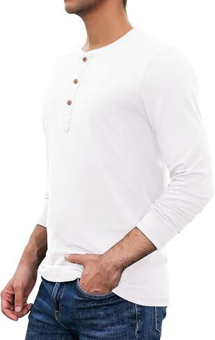 Sailwind Mens Henley Long Sleeve T-Shirt Cotton Casual Shirt in Saudi Arabia