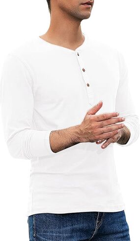 Sailwind Mens Henley Long Sleeve T-Shirt Cotton Casual Shirt in Saudi Arabia