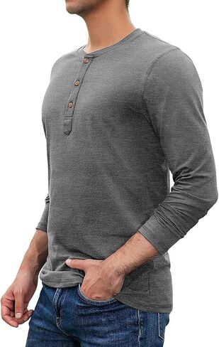 Sailwind Mens Henley Long Sleeve T-Shirt Cotton Casual Shirt in Saudi Arabia