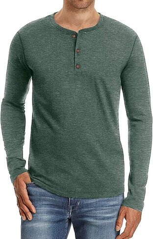 Sailwind Mens Henley Long Sleeve T-Shirt Cotton Casual Shirt in Kuwait