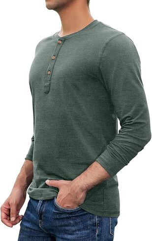 Sailwind Mens Henley Long Sleeve T-Shirt Cotton Casual Shirt in Kuwait