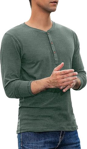Sailwind Mens Henley Long Sleeve T-Shirt Cotton Casual Shirt in Kuwait