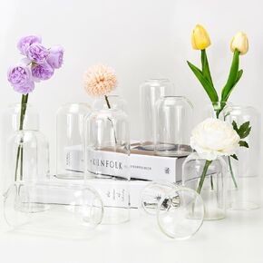 Set of 12 Glass Bud Vases in Bulk,Small Glass Vases for Centerpieces,Keketin Clear Flower Vase Mini Bud Vases for Floral Arrangement,Home Décor,Wedding Party Favors
