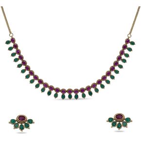 TARINIKA Parama Antique Multi Kempu Necklace Set with Classic Design - Indian Jewelry Sets for Women | Perfect for Ethnic Occasions | Traditional South Indian Necklace | 1 Year Warranty*