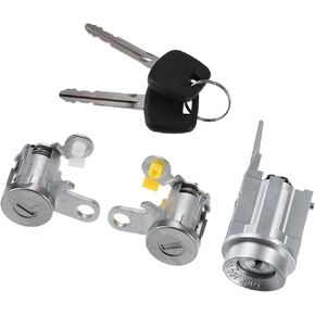 ACROPIX Lock Cylinder Kit, Ignition Lock Cylinder, Door Lock Cylinder, for Toyota Tacoma 1995-2004, Metal, with 2 Keys, No.69051-35070, Silver Tone, 1 Set Car Parts
