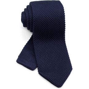 Men's Pointed Knit Tie Necktie Width 2.75 inches Washable Solid Color Navy Blue