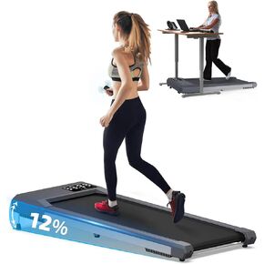 WELLFIT 5% Incline Foldable Treadmills, Under Desk Walking Pad 320+lbs Capacity, Home Treadmill for Small Space, Long Stride for 6ft, Voice App Remote 3 Ways Control, Fully Assembled Treadmill