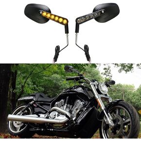 Pacewalker Muscle Rear View Mirrors with LED Turn Signals Light for H-arley Davidson VROD V-Rod VRSCF Black