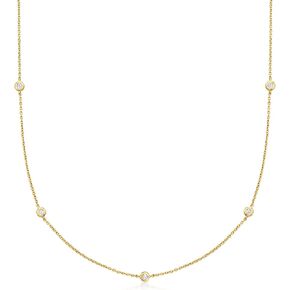 Ross-Simons RS Pure 0.10 ct. t.w. Bezel-Set Diamond Station Necklace in 14kt Yellow Gold. 18 inches