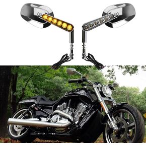 Pacewalker Muscle Rear View Mirrors with LED Turn Signals Light for H-arley Davidson VROD V-Rod VRSCF Black in Kuwait