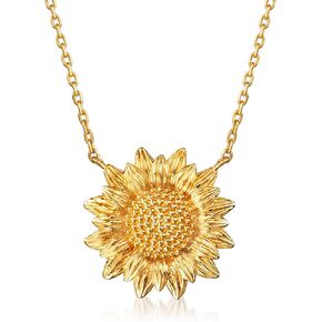 Ross-Simons 14kt Yellow Gold Sunflower Necklace. 18 inches