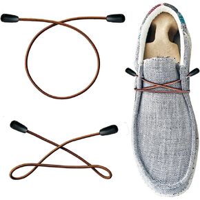 Lopau Replacement Laces for Hey Dude, 2 Pairs Laces Replacement for Dudes Shoes, Elastic Shoe Strings Shoelaces(brown 14'')