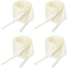 Tupalizy 2Pairs Flat Satin Ribbon Shoe Laces Strings for Women Sneakers Boots High Tops Wedding Party Gifts Decors, 2cm Wide