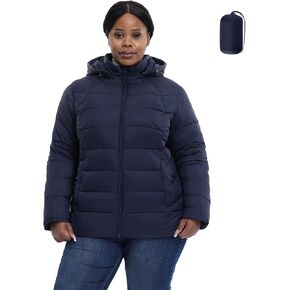 Plus Size Women's Packable Puffer Jacket 1X-6X Water-Resistant Lightweight Winter Coat(Exclusively for Plus Size)
