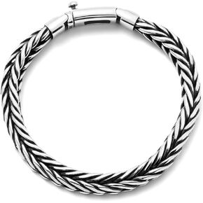 925 Sterling Silver Bracelet For Men, Round Solid Heavy Handmade Compilation Link Chain Bracelets For Mens, Premium Quality Thick Big Link For Man, 9mm 7.5 8.3inch, Come With Gift Box