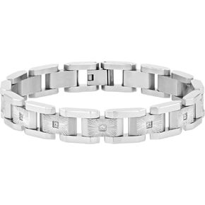 Men's 8.5" Stainless Steel -Accented Link Bracelet
