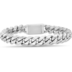 Nautica Stainless Steel Bracelet for Men 10mm Cuban Link Chain 8.5 Inch