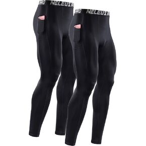 NELEUS Men's Dry Fit Compression Baselayer Pants Running Tights Leggings with Phone Pocket