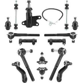 15pc Front End Suspension Kit Fit for 4WD 1995-1999 Chevy GMC K1500 Suburban 1995-2000 K2500 Yukon Tahoe 1999-2000 Cadillac Escalade with Ball Joints Sway Bars Tie Rods Pitman Arm Idler Arm Bracket