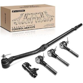 A-Premium Set of 5, Inner & Outer or At Pitman Arm Tie Rod End, Tie Rod Adjusting Sleeve, Compatible with Jeep Wrangler 1997-2006, TJ 1997-2006, 4WD Only