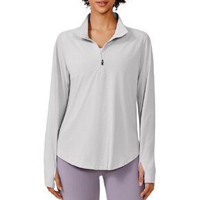 PINSPARK Long Sleeve Workout Tops for Women UPF 50+ Sun Shirts Half Zip Quick Dry Hiking Athletic Running Fishing Shirts